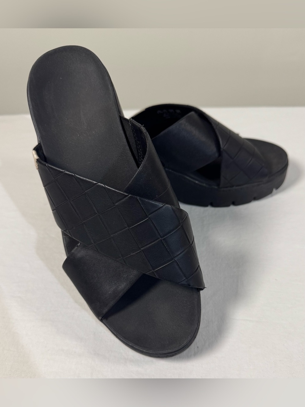 Dr scholls Black platform slides sandals checkin high criss cross‎ women’s 8.5